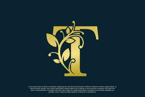 golden elegant Logo Design mit Brief t Initiale Konzept vektor