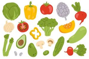 Illustration einstellen von süß Gekritzel Gemüse vektor