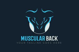 muskulös zurück lineart Vektor Logo Design zum Fitnessstudio und Fitness