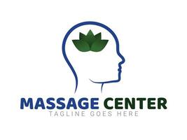 man huvud med blad massage Centrum vektor logotyp design