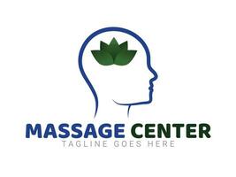 Mann Kopf mit Blatt Massage Center Vektor Logo Design