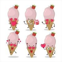 is grädde jordgubb tecknad serie karaktär med kärlek söt uttryckssymbol vektor