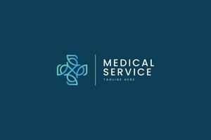 medicinsk logotyp aning korsa och oändlighet abstrakt modern sjukvård medicin service försäkring vektor