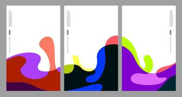 Vektor Illustration bunt Flüssigkeit und Flüssigkeit abstrakt zum Banner Vorlage 2024