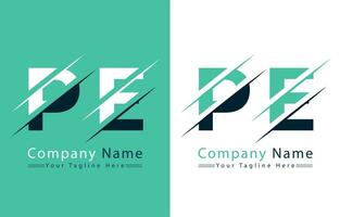 pe brev logotyp design mall. vektor logotyp illustration