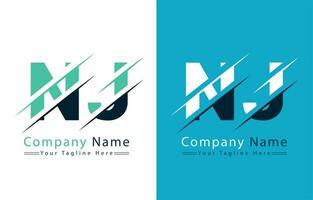 NJ Brief Logo Vektor Design Konzept Elemente