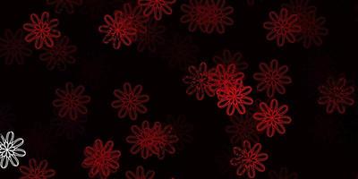 ljusrosa, röda vektor doodle mönster med blommor.