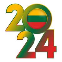 Lycklig ny år 2024 baner med litauen flagga inuti. vektor illustration.