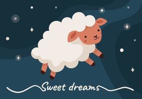 Schafe am Himmel, Schlaflosigkeit, süße Träume vektor