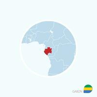 Karte Symbol von gabun. Blau Karte von zentral Afrika mit hervorgehoben gabon im rot Farbe. vektor