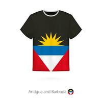 t-shirt design med flagga av antigua och barbuda. vektor