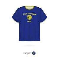 t-shirt design med flagga av oregon oss stat. vektor