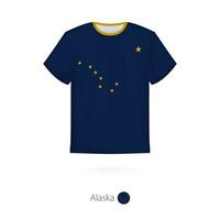 t-shirt design med flagga av alaska oss stat. vektor