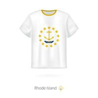 T-Shirt Design mit Flagge von Rhode Insel uns Zustand. vektor