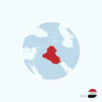 Karte Symbol von Irak. Blau Karte von Mitte Osten mit hervorgehoben Irak im rot Farbe. vektor