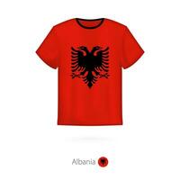t-shirt design med flagga av albanien. vektor