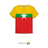T-Shirt Design mit Flagge von Myanmar vektor
