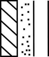 Isolierung Material Symbol. Haus multi Schicht Mauer Isolierung Vektor Symbol im schwarz gefüllt und umrissen Stil.
