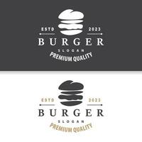 Burger Logo schnell Essen Design, heiß und köstlich Essen Vektor Schablone Illustration