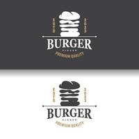 Burger Logo schnell Essen Design, heiß und köstlich Essen Vektor Schablone Illustration