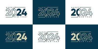 samling av 2024 ny år logotyp text symbol för kalender, flygblad och baner design mall vektor