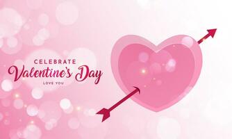 valentines dag design med pil och kärlek hjärta vektor