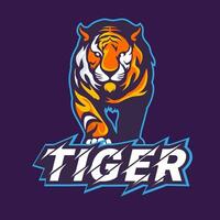 vild tiger logotyp bricka design för e-sport. vektor