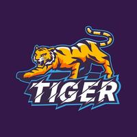 wild Tiger Logo Abzeichen Design zum E-Sport. vektor