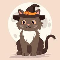 Katze im das Hut. Halloween Design. süß Vektor eben Illustration