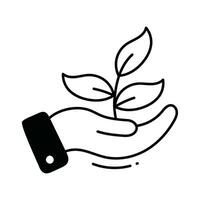 Pflanze Pflege Gekritzel Symbol Design Illustration. Ökologie Symbol auf Weiß Hintergrund eps 10 Datei vektor