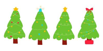 jul träd ny år lampor stjärna gåvor vektor