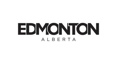 Edmonton i de kanada emblem. de design funktioner en geometrisk stil, vektor illustration med djärv typografi i en modern font. de grafisk slogan text.