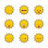 Set Sammlung von niedlichen Sonne Emoticon Cartoon Icon Illustration vektor