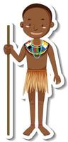 Afrikanischer Stammes-Mann-Cartoon-Charakter-Aufkleber vektor