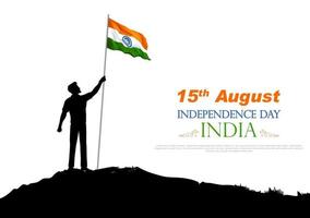 Mann mit indischer Flagge für einen glücklichen Unabhängigkeitstag Indiens vektor