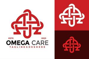 Omega Kreuz Gesundheit Pflege Logo Design Vektor Symbol Symbol Illustration