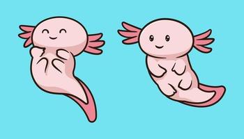 süße kawaii axolotl charakterillustration vektor