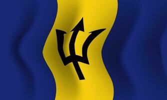 Hintergrund weht im Wind Barbados-Flagge. Hintergrund vektor