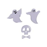 uppsättning ikoner för halloween. festliga dekorationer spöke och skalle vektor