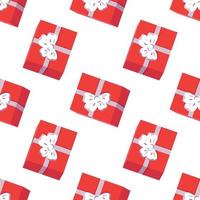 nahtloses Muster mit roten Geschenkboxen für ein frohes neues Jahr vektor