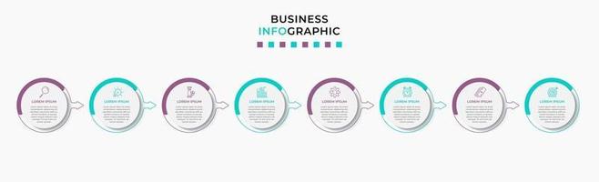 Infografik-Designvorlage mit Symbolen und 8 Optionen oder Schritten vektor