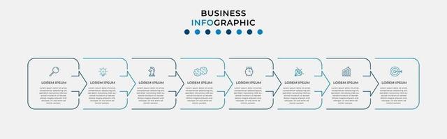 Infografik-Designvorlage mit Symbolen und 8 Optionen oder Schritten vektor