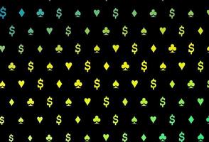 dunkelgrüne, gelbe Vektorvorlage mit Pokersymbolen. vektor