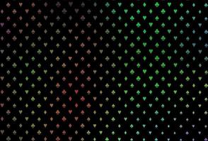 dunkle mehrfarbige, regenbogenfarbene Vektorabdeckung mit Symbolen des Glücksspiels. vektor
