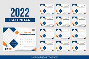 2022 Tischkalendervorlage vektor