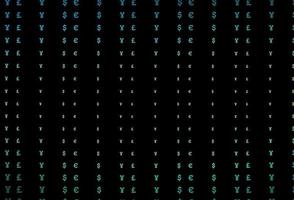 mörkgrön, gul vektorbakgrund med eur, usd, gbp, jpy. vektor
