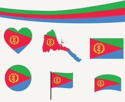 eritrea flagga karta band och hjärta ikoner vektor illustration abstrakt