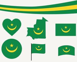 mauritanien flagga karta band hjärtat ikoner vektor illustration abstrakt