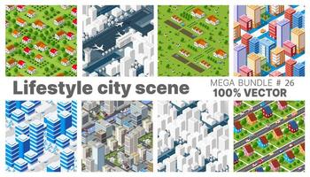 Lifestyle City Scene Set Illustrationen zu urbanen Themen vektor