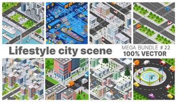 stadens livsstilsbild satte illustrationer på urban vektor
